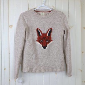 Lambswool Fine Knit Fox Sweater With Crew Neck